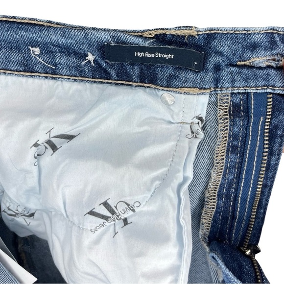 Calvin Klein High Rise Straight Blue Denim Jeans - Picture 5 of 7
